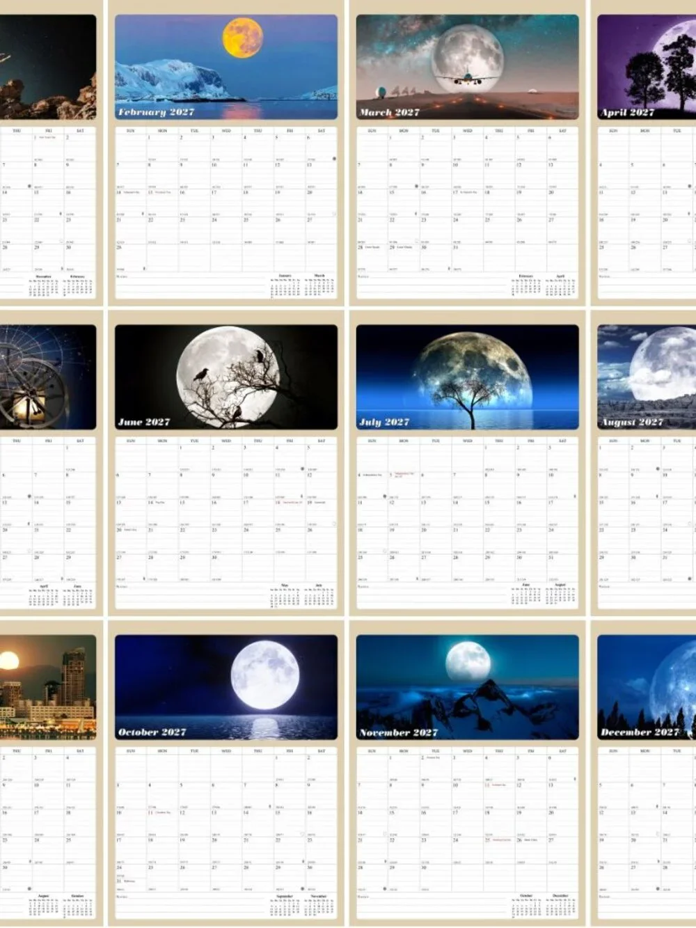 2027 Calendar Magnetic Peel & Stick 12 Months 8.5