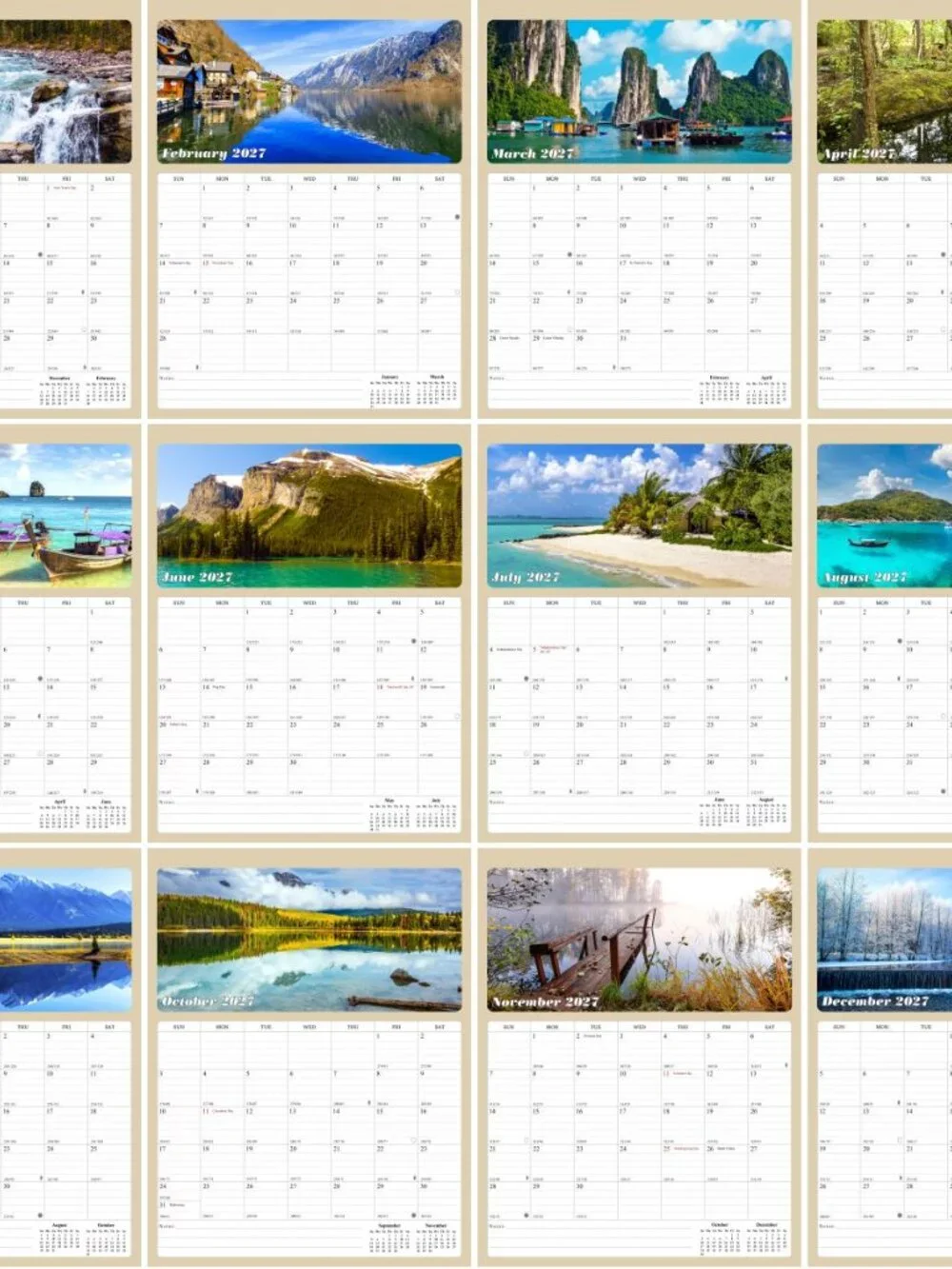 2027 Calendar Magnetic Peel & Stick 12 Months 8.5