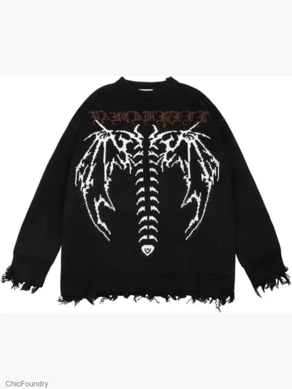 Oversized Y2K Goth Punk Harajuku Knit Sweater Pullover Unisex Retro Fairy
