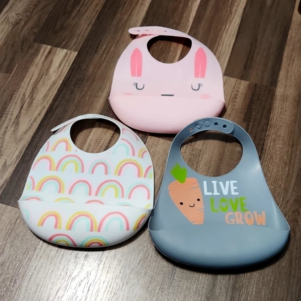 Cloud Island set of 3 Adjustable Silicone Bibs Spring Easter