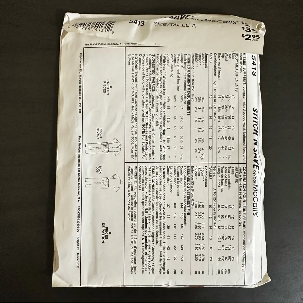 Vintage size stitch 1991