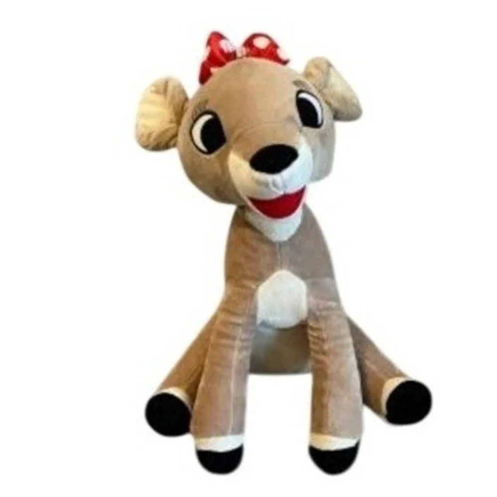 Clarice Rudolph Red‎ Nosed Reindeer Plush Stuffed Animal Bow Holiday Toy