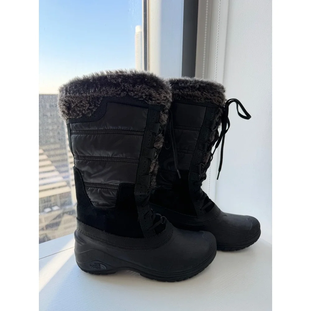 The North Face Shellista Women's Winter Boots Black Fur Lined US 8 EU‎ 39