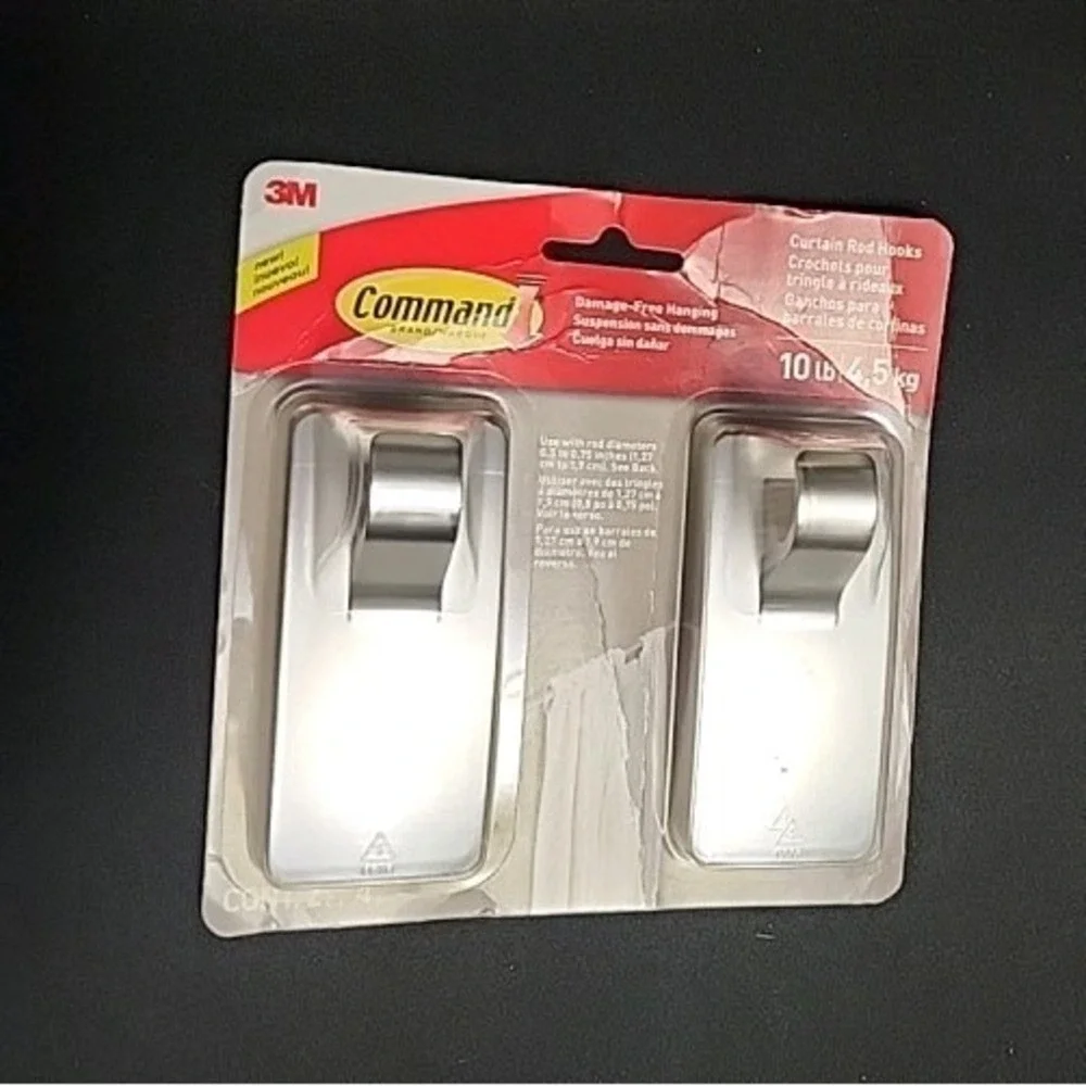 Command Brand Curtain‎ Rod Hooks 10 Lb Weight Capacity