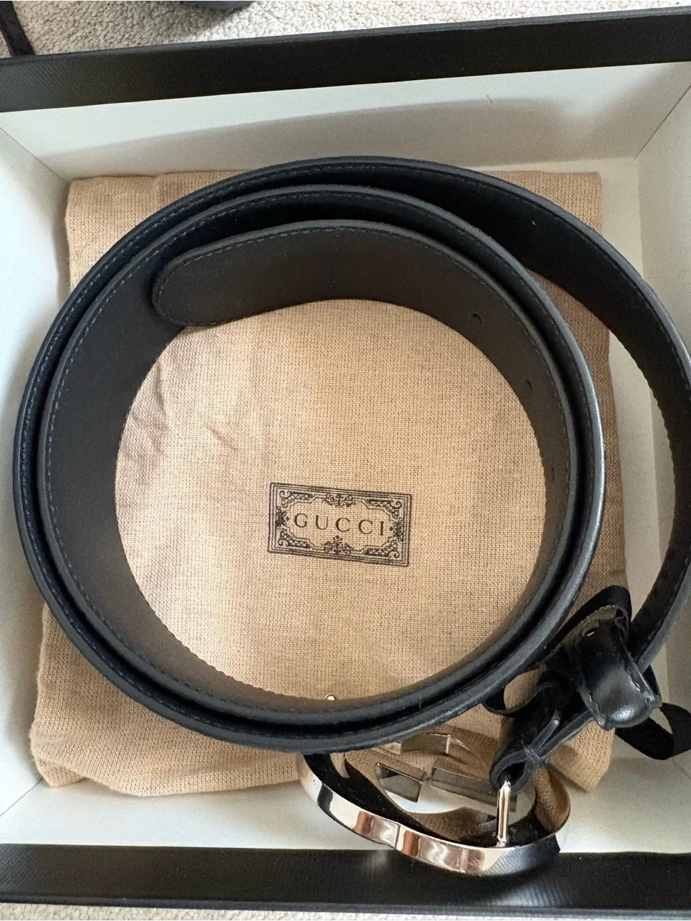 Gucci White Top with Black Trim Logo Box
