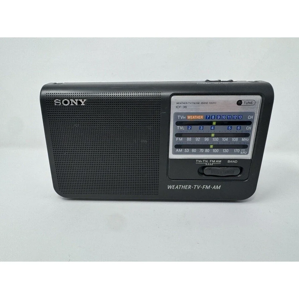 Sony ICF-36 Weather TV FM AM 4 Band Portable Radio Tested Working (Video)