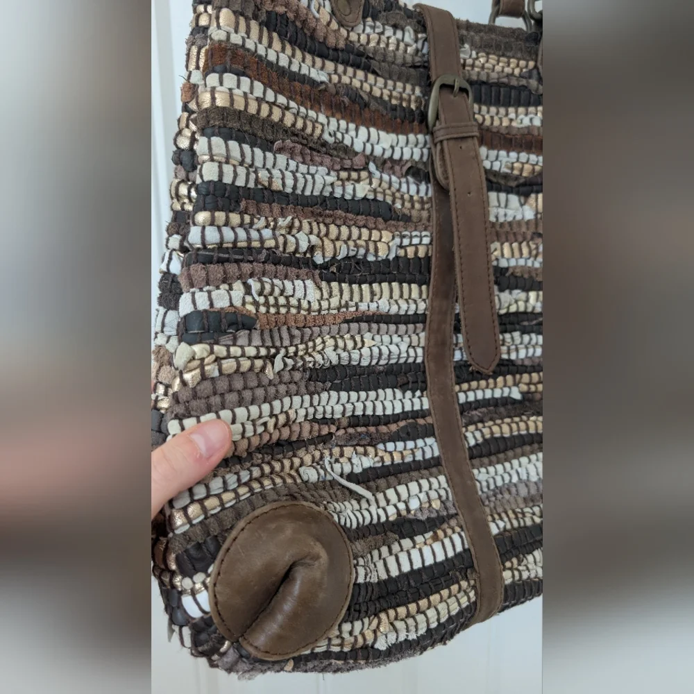 Chindi Rug Bag‎ Tote In Brown Metallic