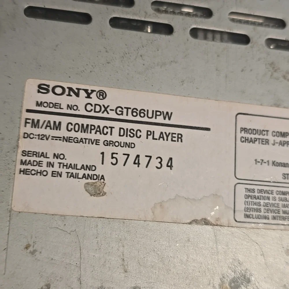 Sony cdx gt66upw