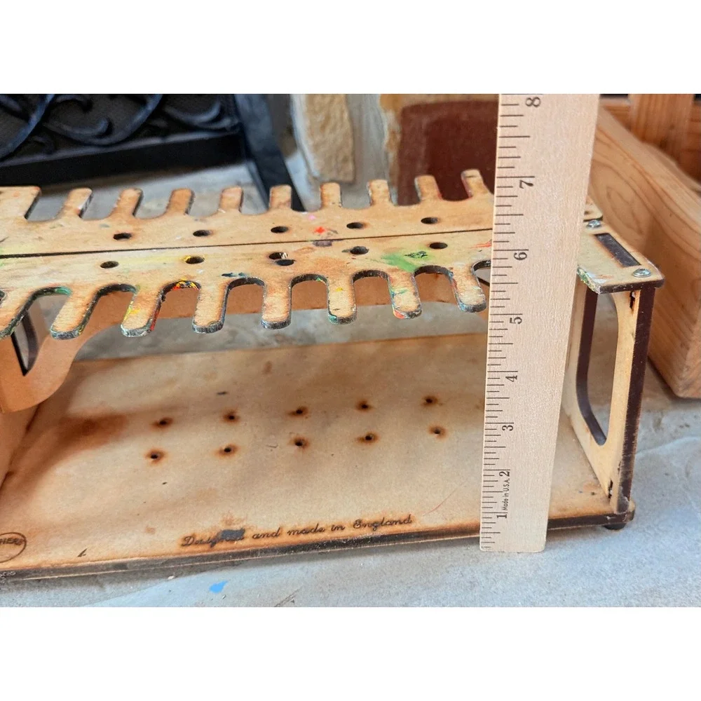 Set of 2 Handmade Artist Paint Tube Brush Storage Racks Made England