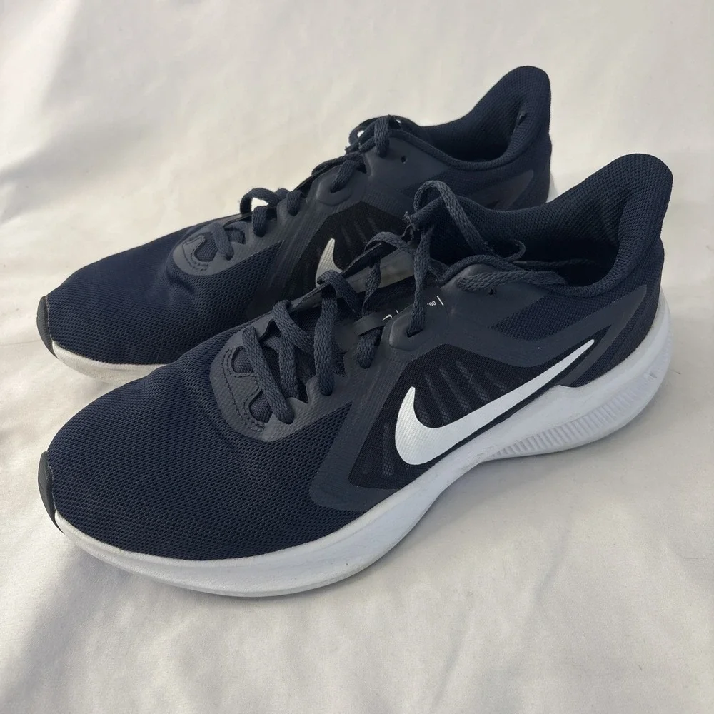 NIKE Downshifter 10 Mens Navy Blue‎ Lace Up Running Shoes 9M #C19981-402