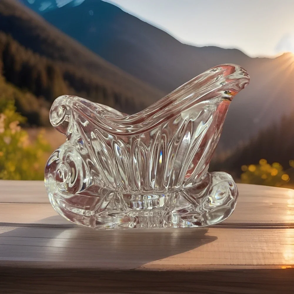 Vintage‎ 24% Lead Crystal Santa Sleigh, Soaker Tub Bathroom Soap dish Heavy Gift