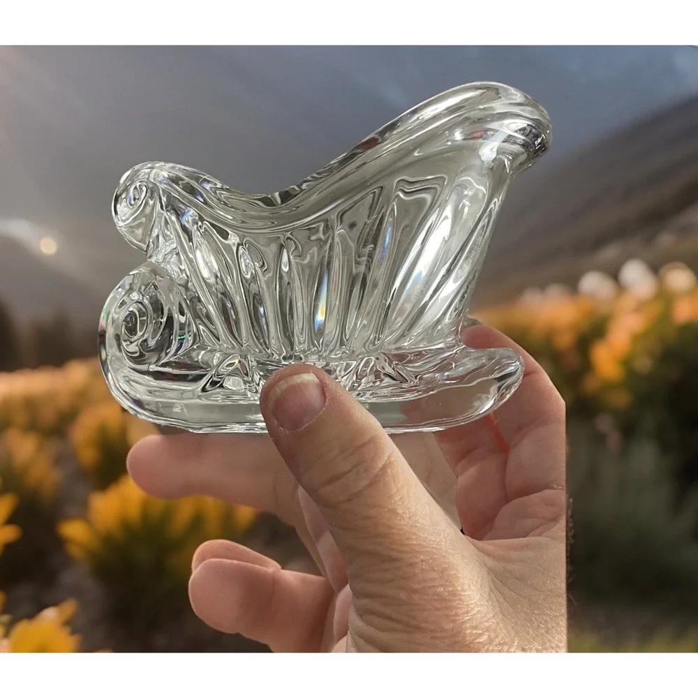 Vintage‎ 24% Lead Crystal Santa Sleigh, Soaker Tub Bathroom Soap dish Heavy Gift