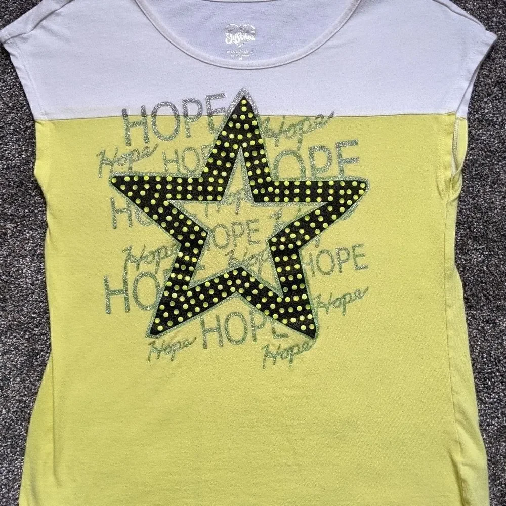 JUSTICE Yellow Star shirt Hope Size 16