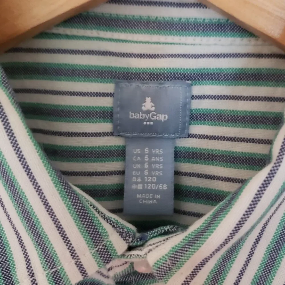 GAP Boy's Striped Button Down Long Sleeve Shirt Size 5