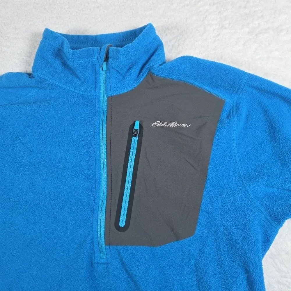 Eddie Bauer Sweater Mens Small Blue First Ascent Fleece Quarter‎ Zip