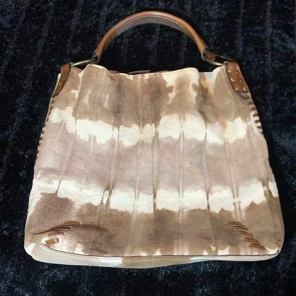 Country Western Rodeo Hobo Tie Dyed Leather Shoulder Bag Purse