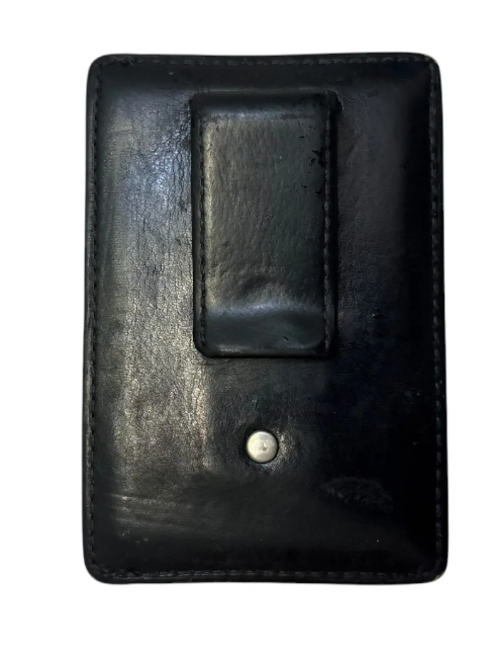 Coach rare vintage black leather money clip card holder