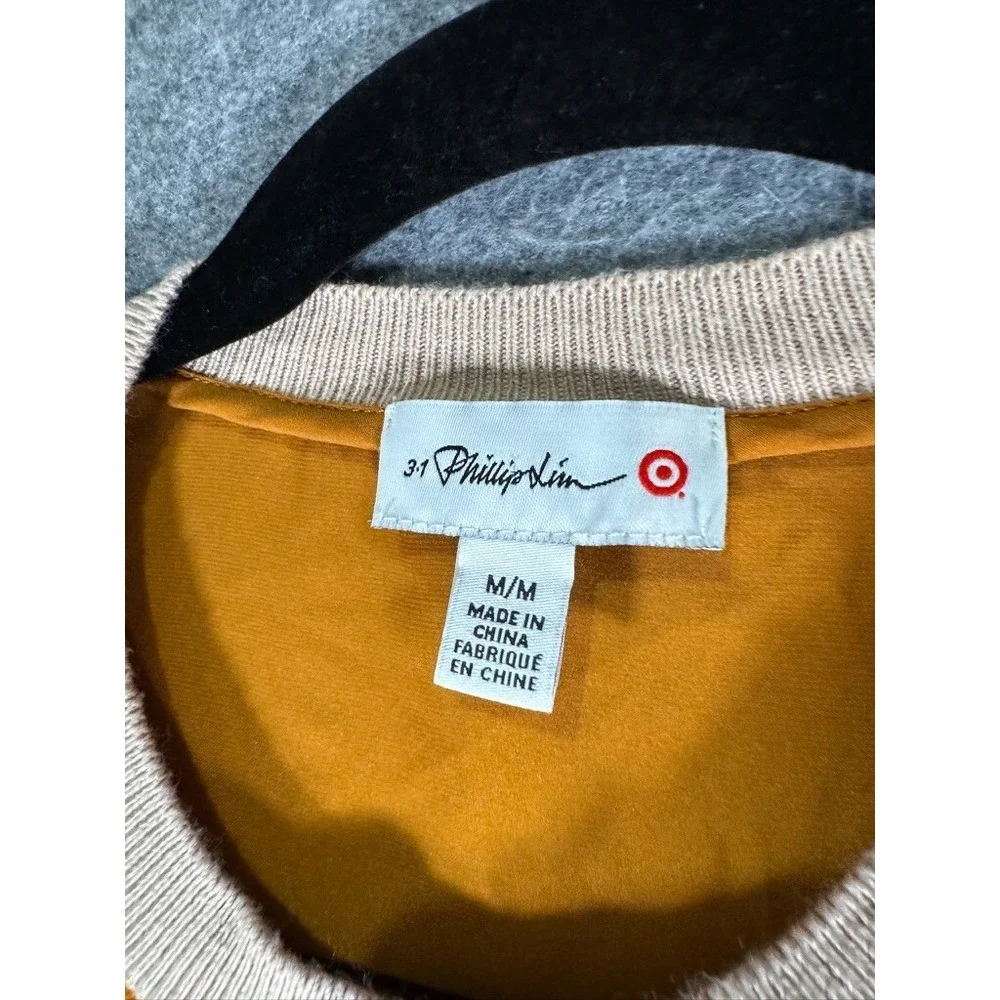 3.1 Phillip Lim‎ Target Womens Mustard Yellow Leopard Mixed Media Sweater Medium