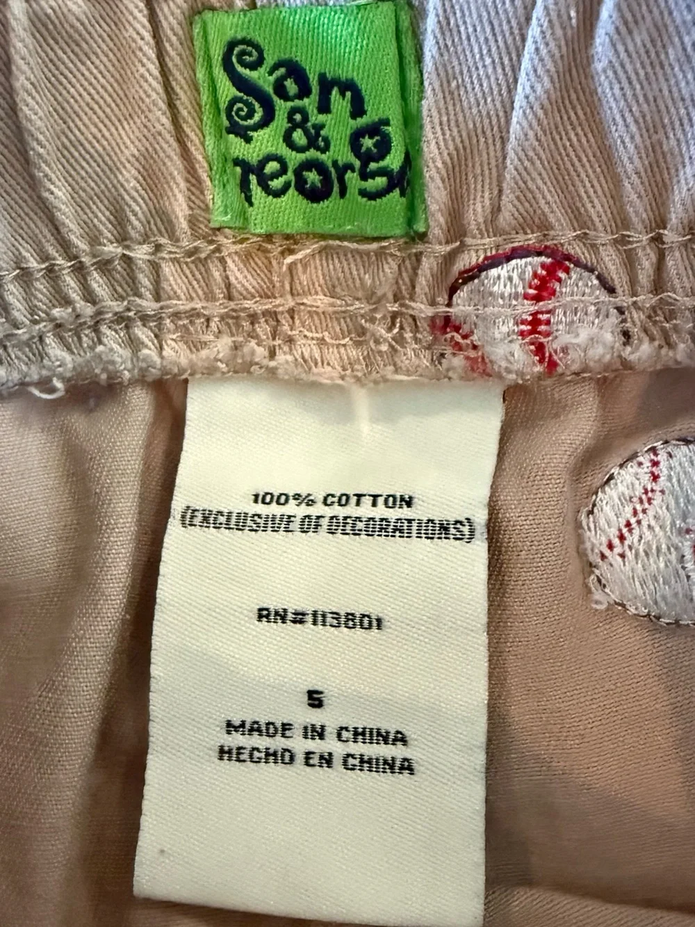 Boys Size 5 Beige Baseball Print Shorts and Gymboree Red Plaid Shorts