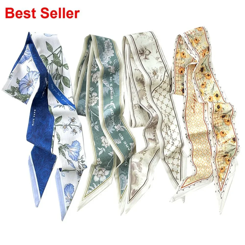 Silk Scarf Set of 4 for Hair and Bag Decoration