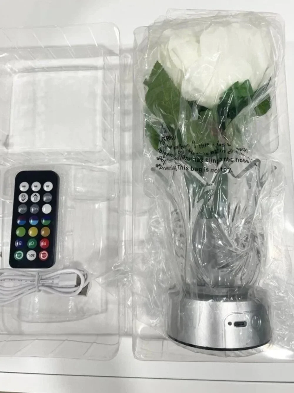 Living Glow Rechargeable LED Color Changing Flower Light Rose Lamp