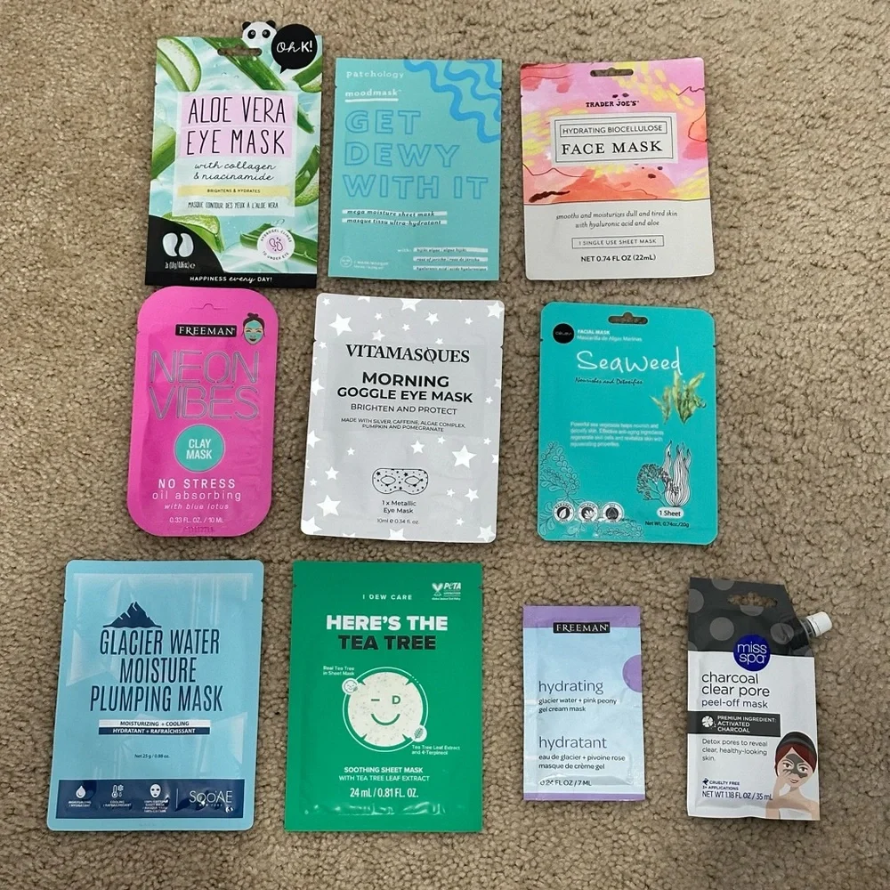 Assorted Face & Eye Mask Lot - Includes 10 New‎ & Unopened Masks