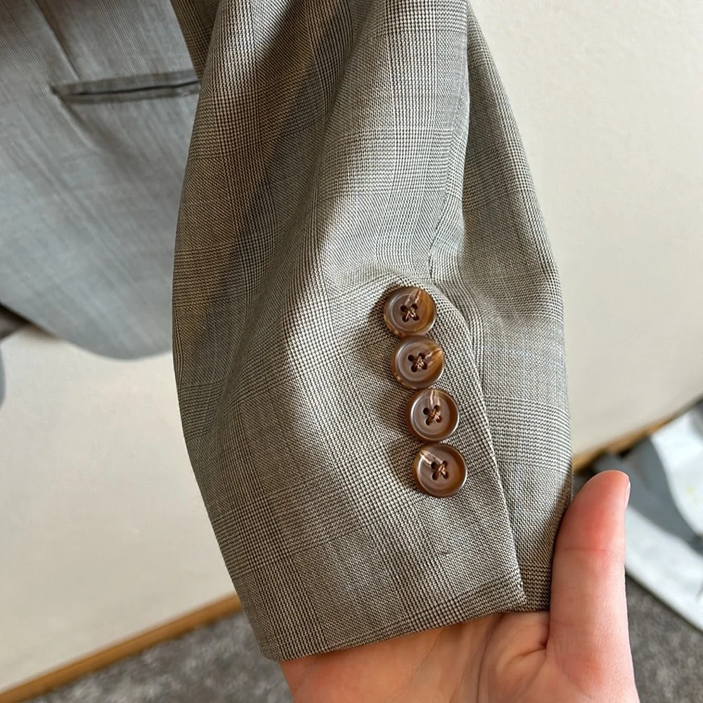 Ralph‎ Lauren Grey Suit Jacket Plaid Two Button