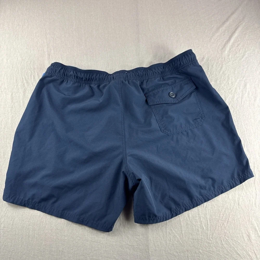 J Crew Flex Swimwear Mens XL Blue Drawstring Trunks Shorts Outdoors Unlined READ