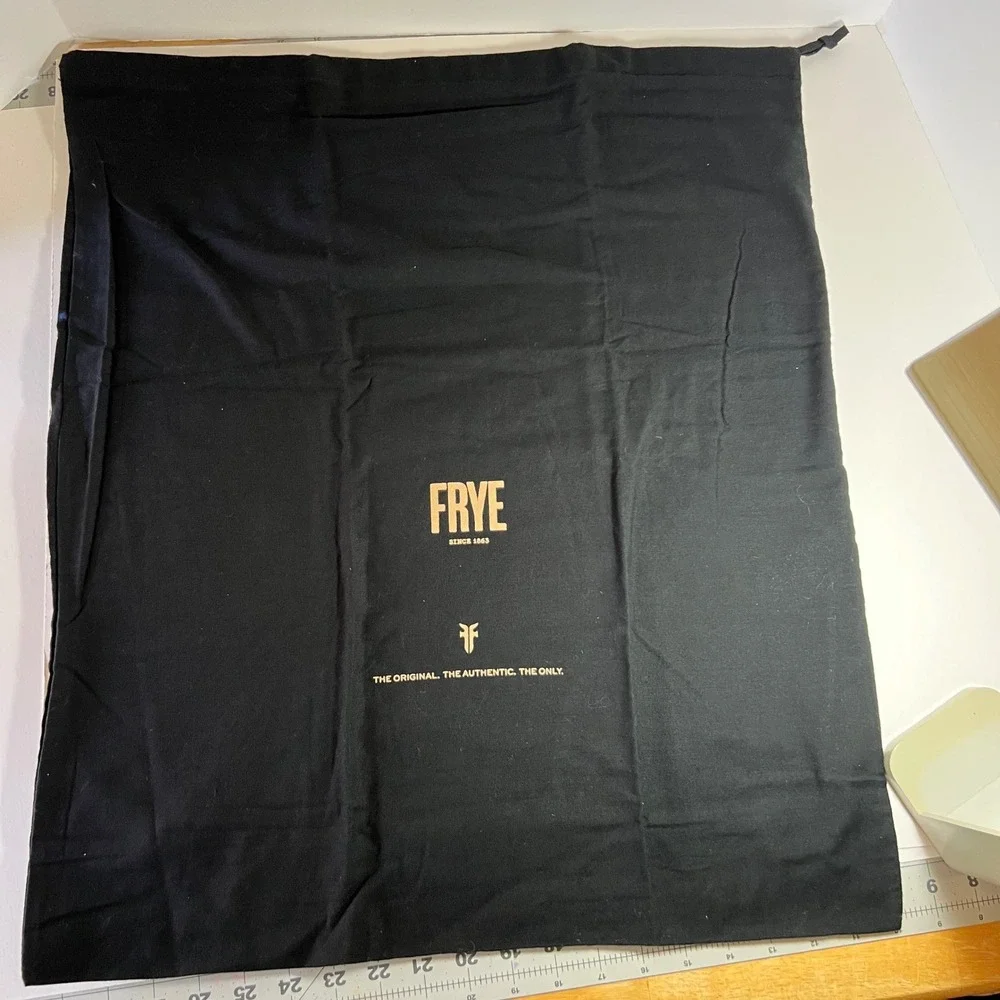 Frye Black Cotton Drawstring Dust Bag Gold Logo Large 20x23 Replacement Storage
