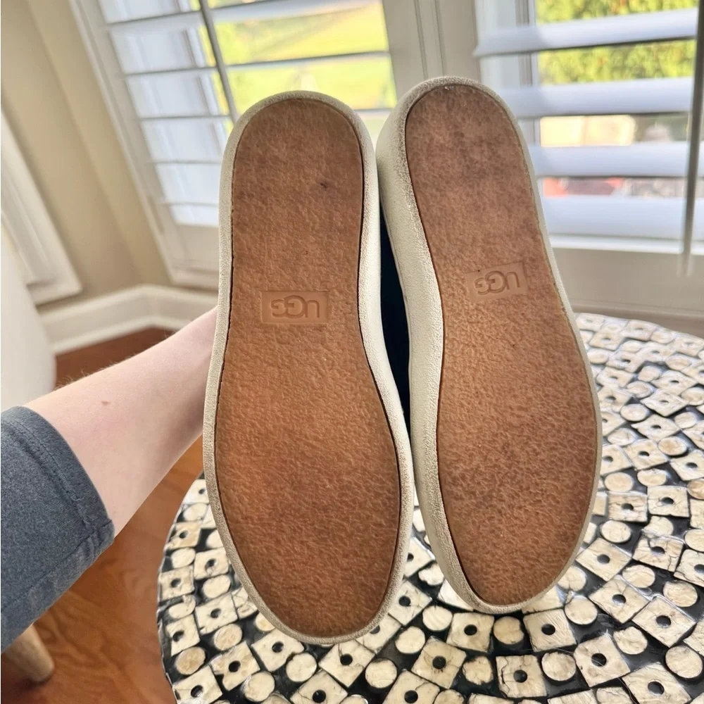 Ugg Black and Silver Jass Leather Slip On Sneaker Size 6