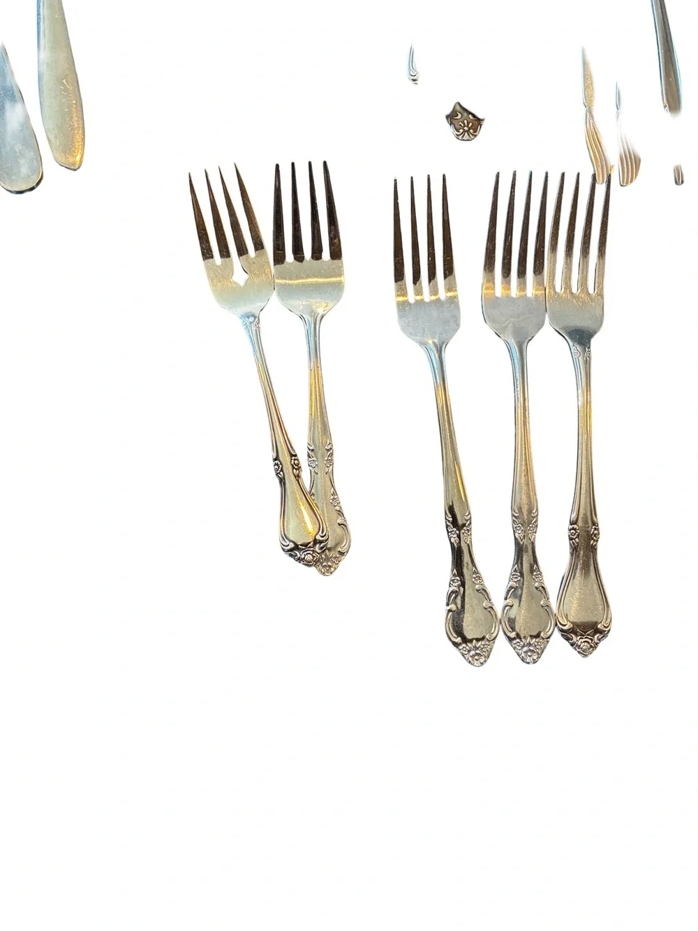 37 Pc Vintage Mismatched Flatware Set Oneida Rogers Rose Floral Silverware