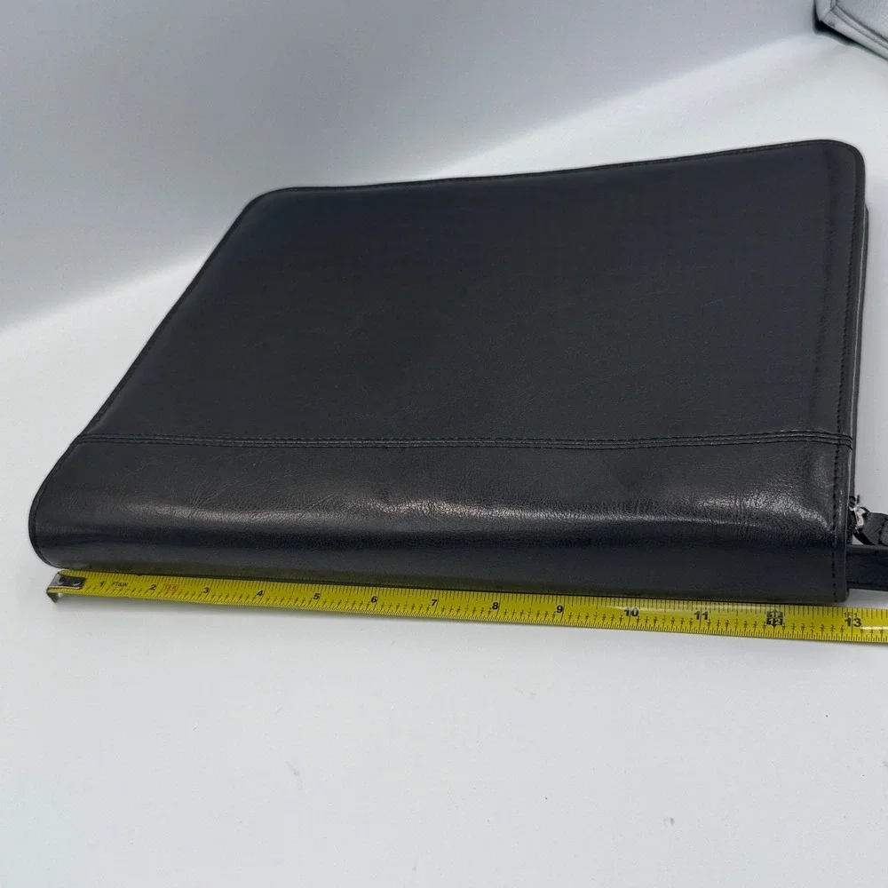 Foray Black Faux Leather Zippered Professional Portfolio Business Padfolio Case