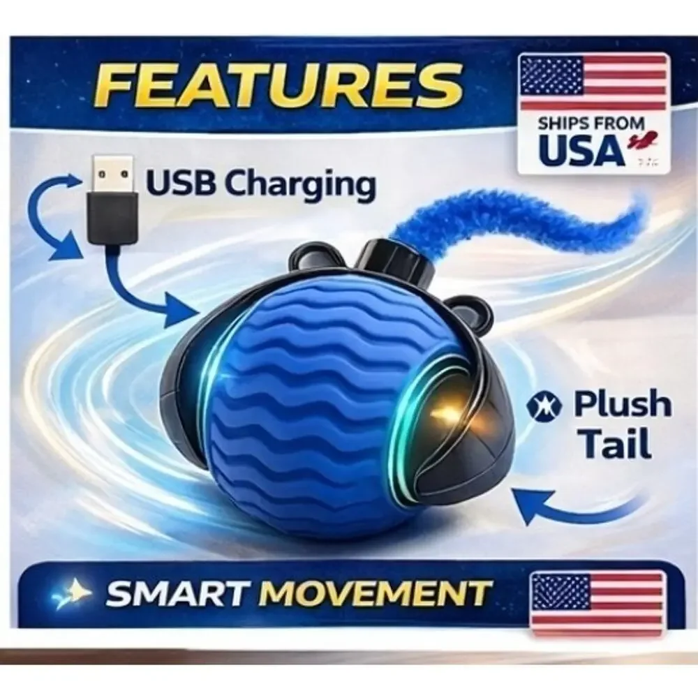 Smart Automatic Cat Toy Ball USB Rechargeable Auto Turn Interactive Pet Toy...