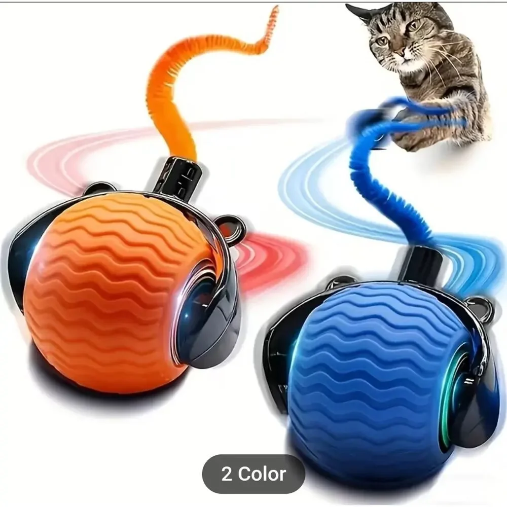 Smart Automatic Cat Toy Ball USB Rechargeable Auto Turn Interactive Pet Toy...
