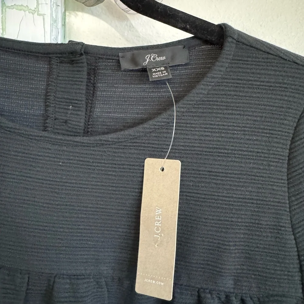 J.Crew Black Textured Peplum Top Women’s XXS NWT