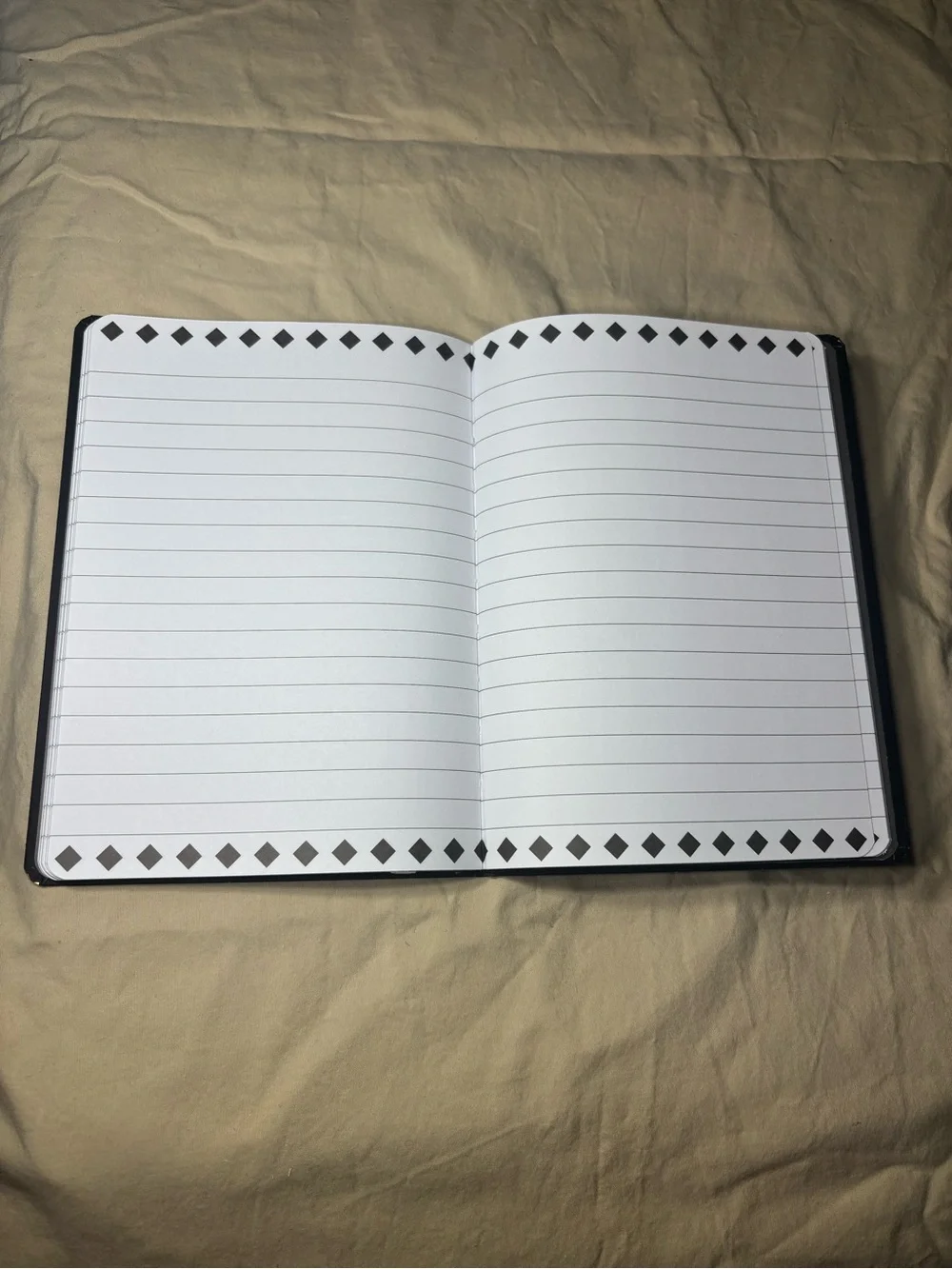 New Black Notebook with Gold Diamond Pattern Diary Journal 72 Pages