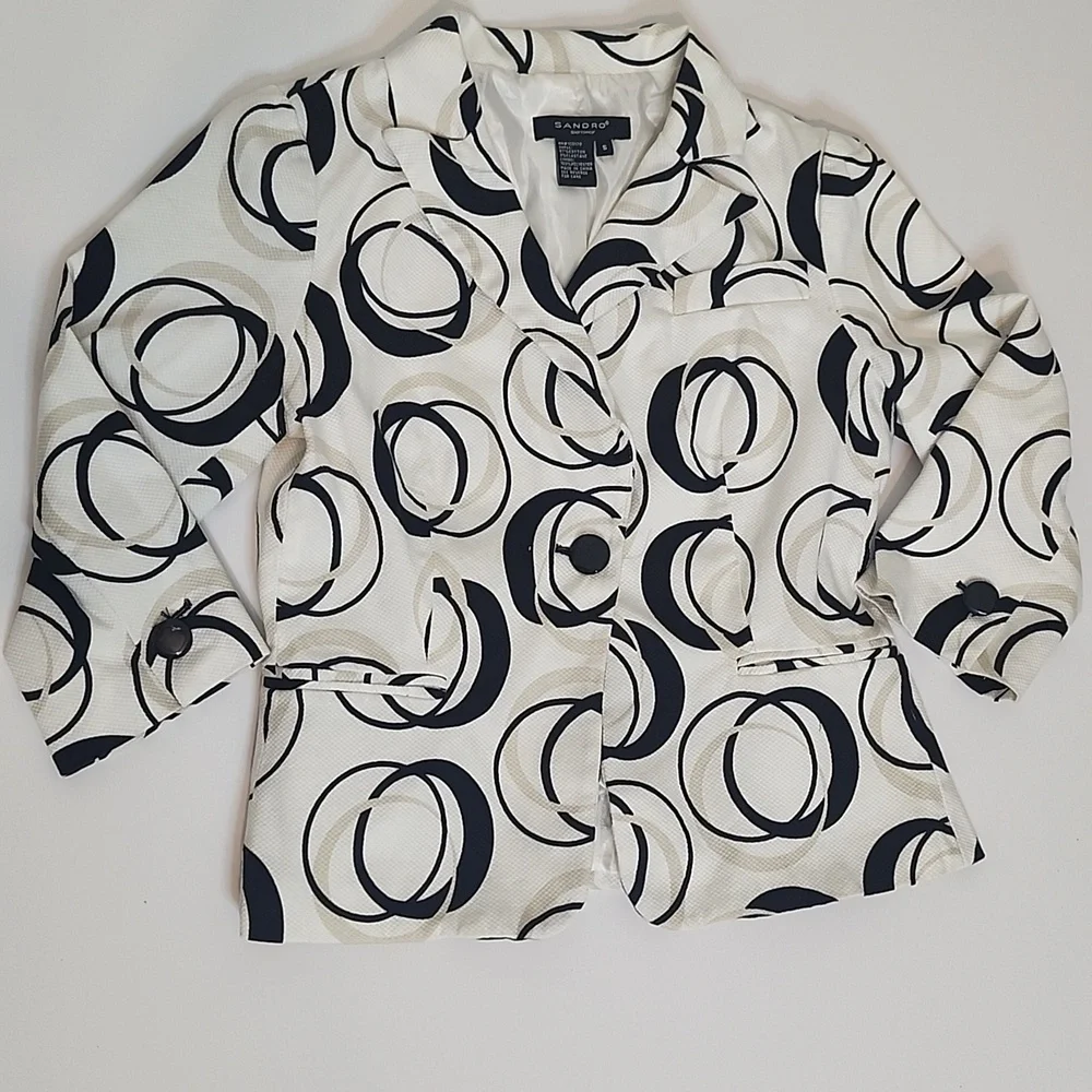 Sandro Monochrome Patterned Blazer