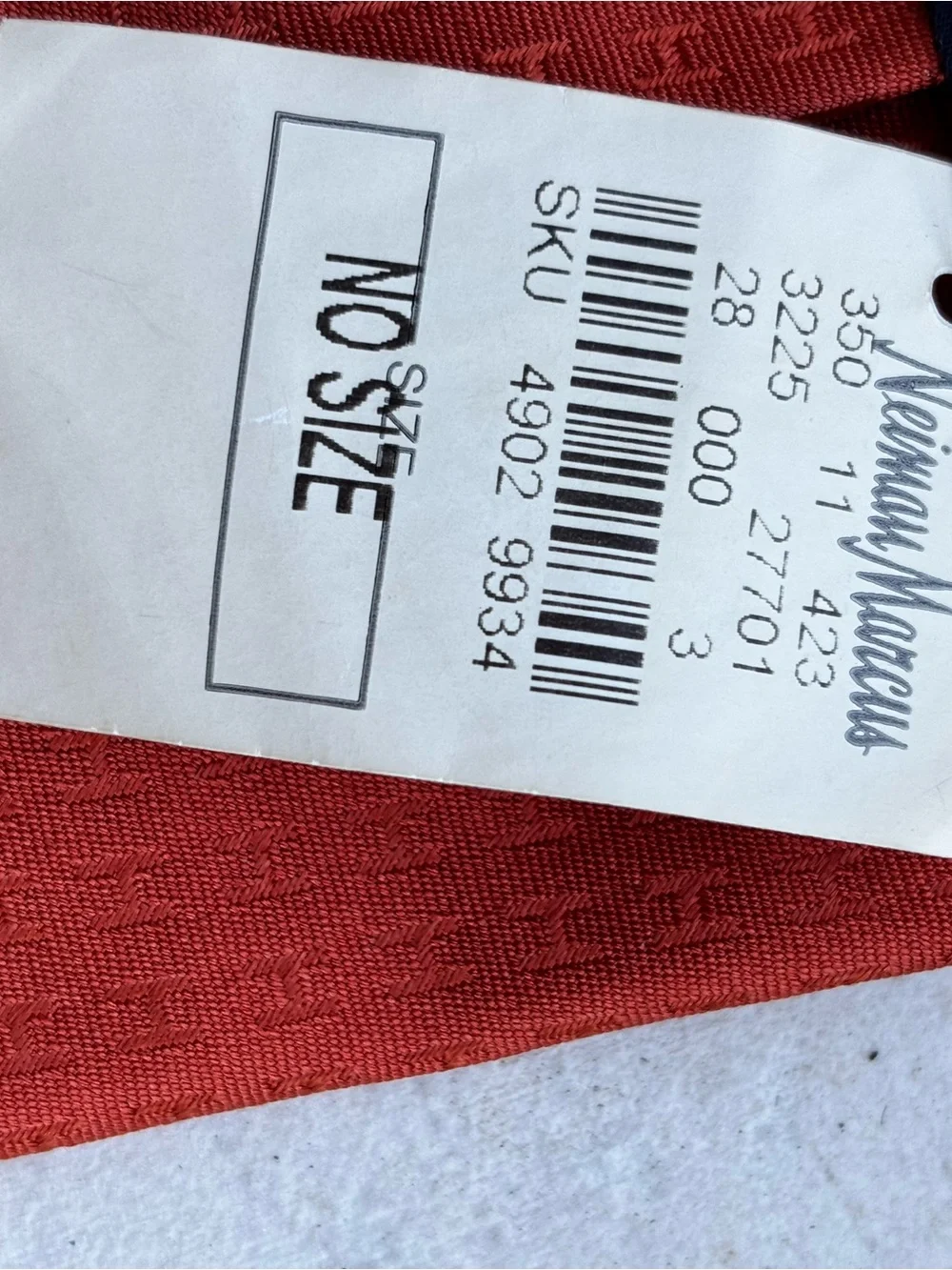 Hermes Neiman Marcus Burnt Orange Silk Tie with Woven H Motif