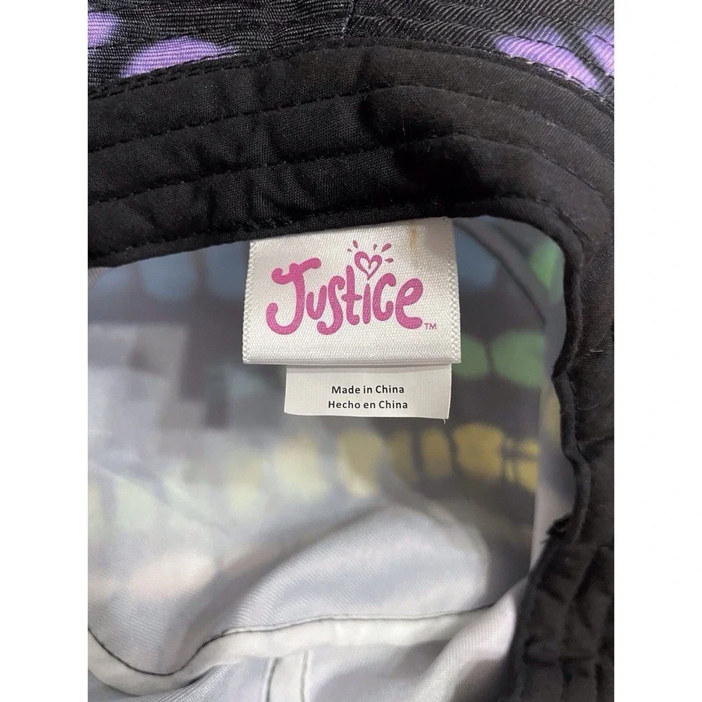 Justice Girls Rainbow Tie Dye Radiate Love Bucket Hat Black‎ Multi