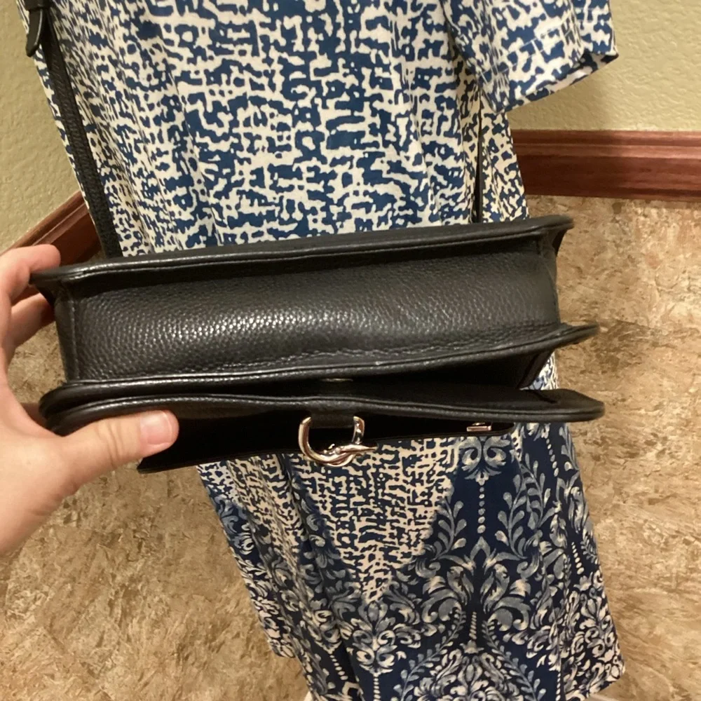 REBECCA MINKOFF Bowery Top Handle Leather Crossbody Bag Black Tailored Handbag