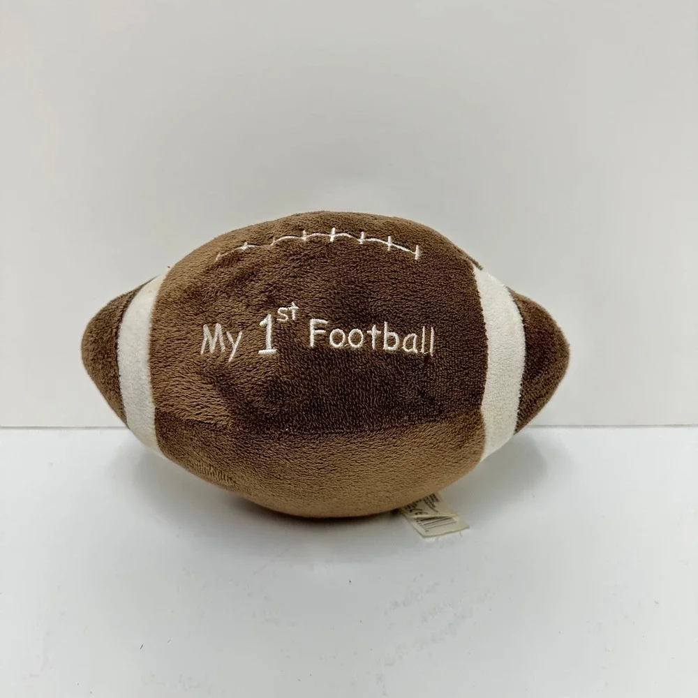 Kellytoy My 1st Football Plush Stuffed Animal Brown White Soft Baby Toy 9.5 Inch
