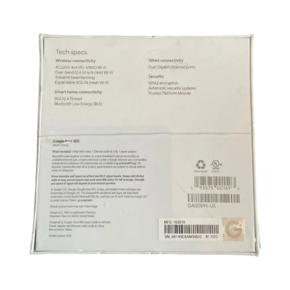 Google Nest Wifi Extender Mesh Router White NEW