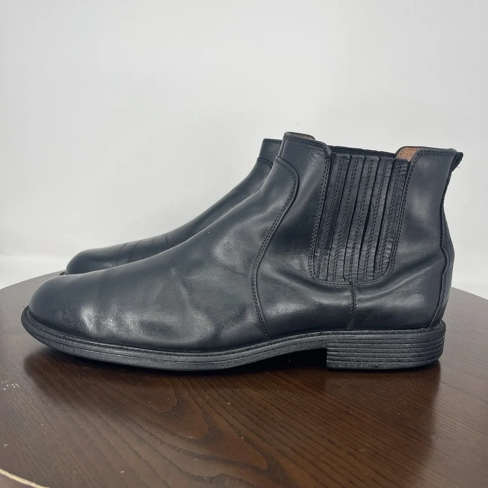 Johnston & Murphy XC4 Boots Men 11.5M Black Sheepskin Chelsea Dual Width Pull On