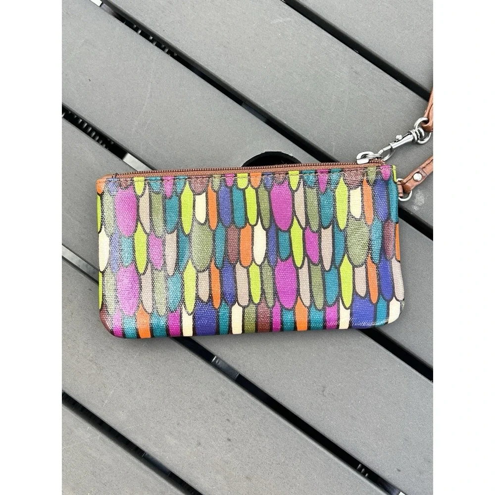 Fossil Wristlet Y2K Boho Retro Festival Colorful Everyday Geometric Wallet