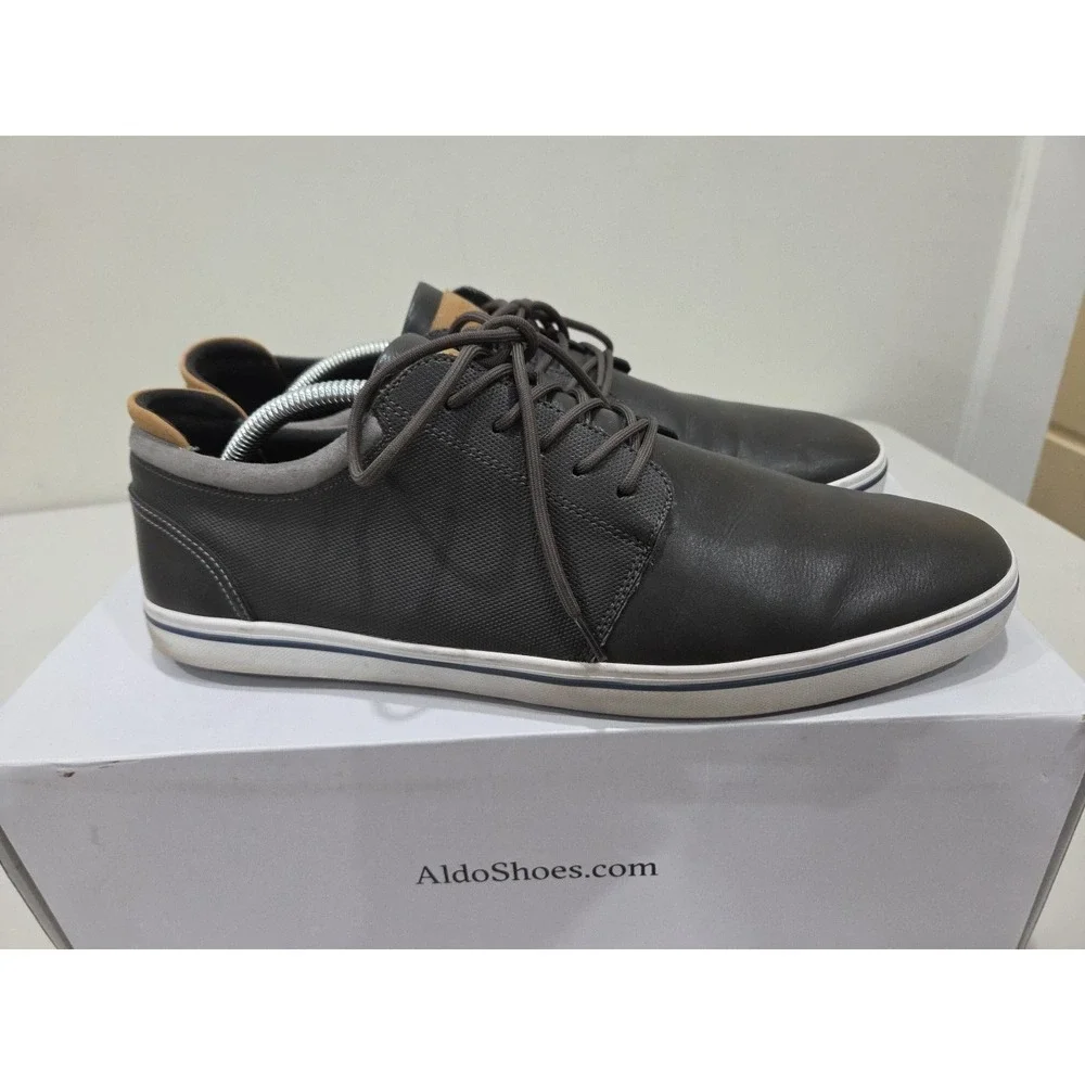 ALDO Sneakers Mens 12 Omono Grey Vegan Leather Low Top Casual Everyday Nubuck