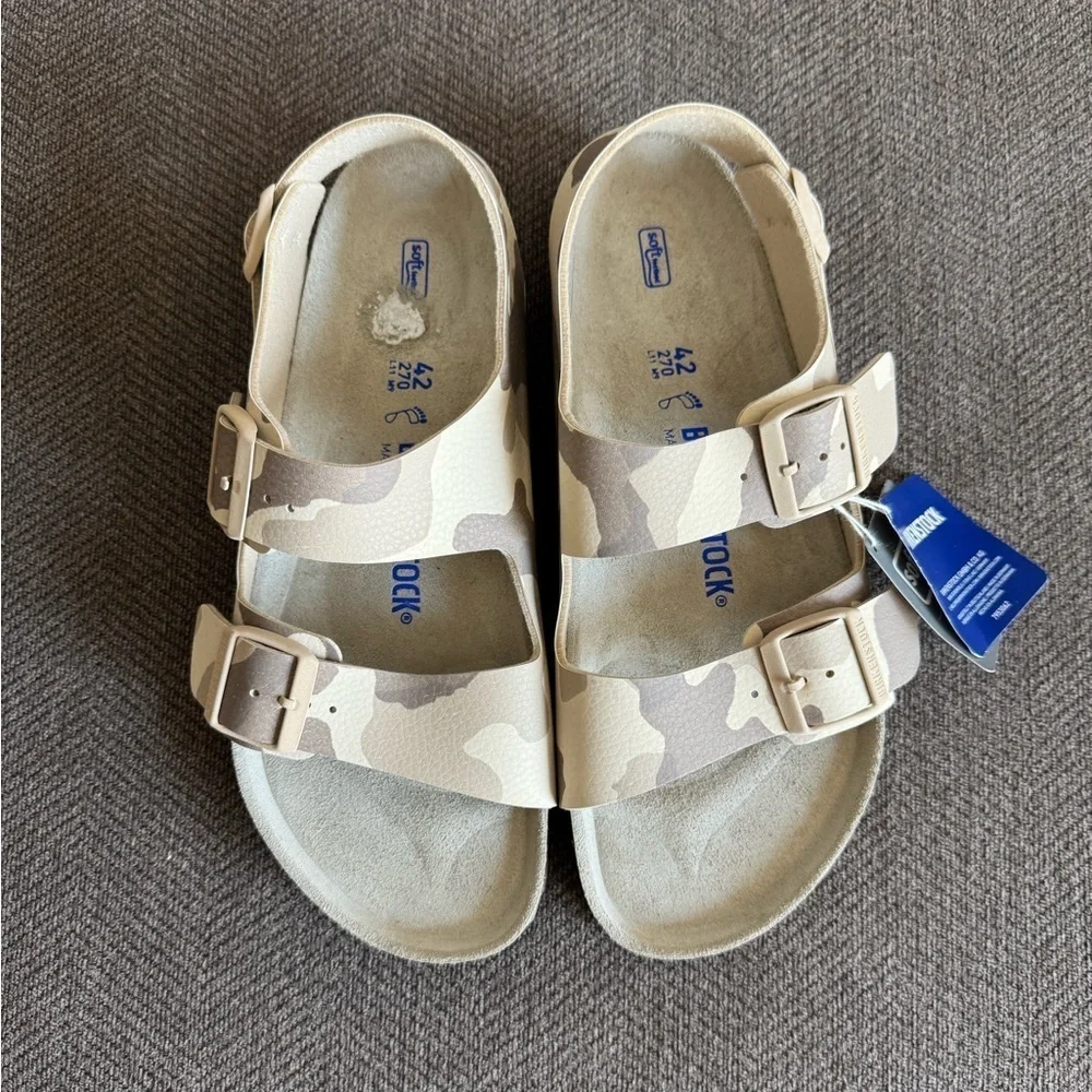 BIRKENSTOCK Milano Gray Taupe Camo Sandals Unisex