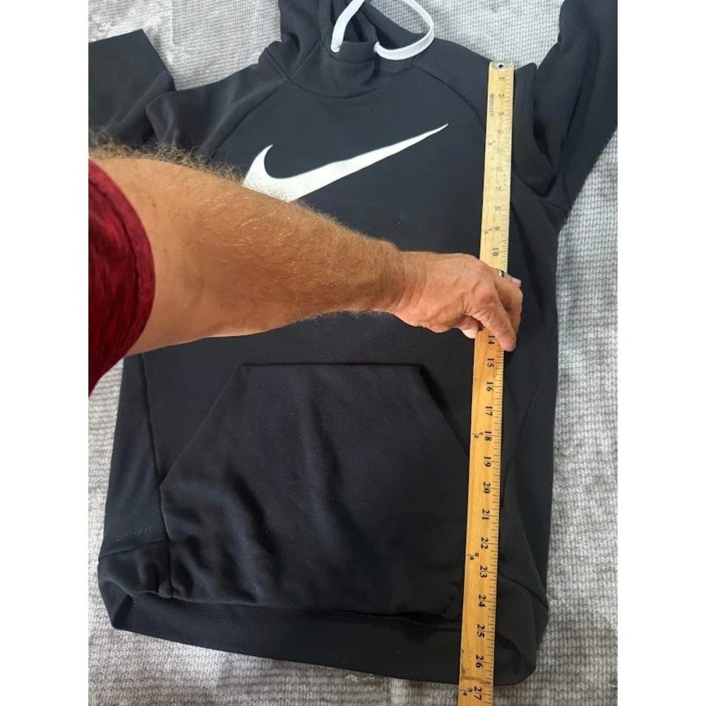 Nike Mens‎ Dri-FIT Training Hoodie Black Big Swoosh Pullover Sweatshirt Medium