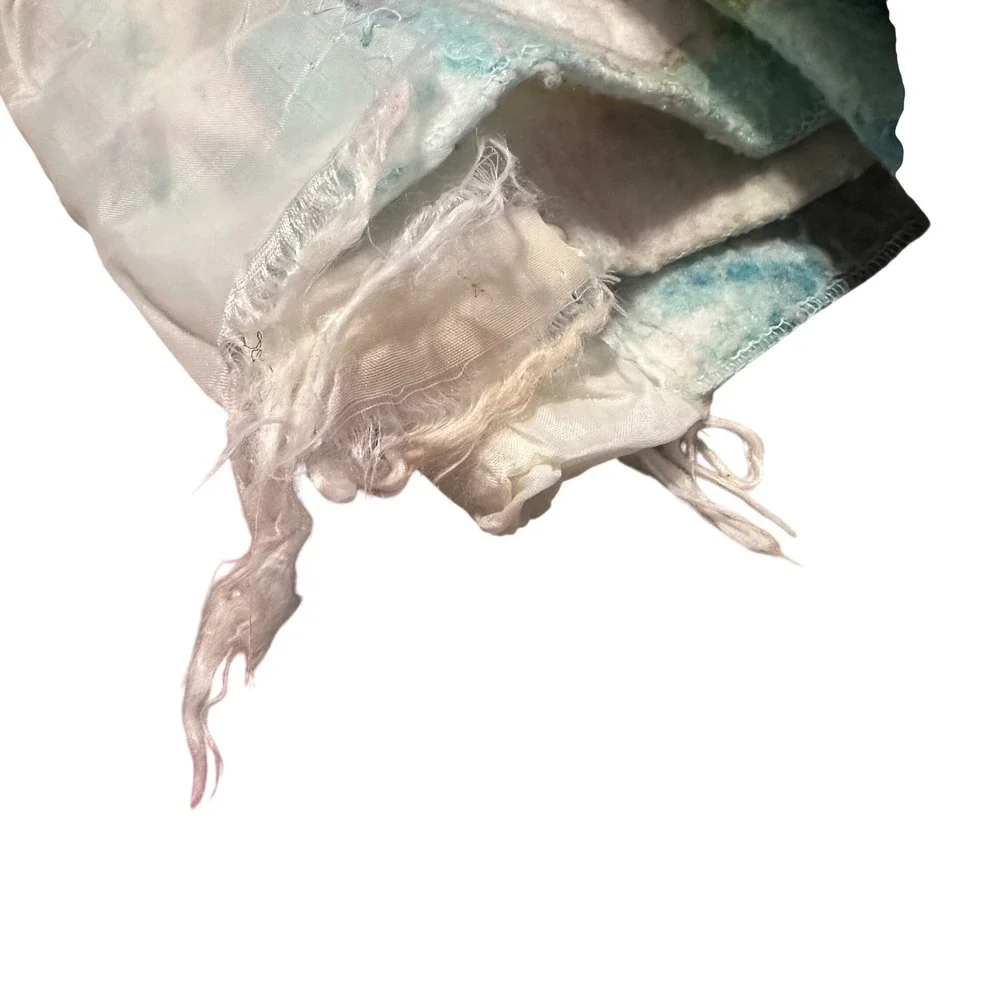 Penneys Blanket Blue Fair Vintage Floral Satin Trim Fashion Manor 65x80