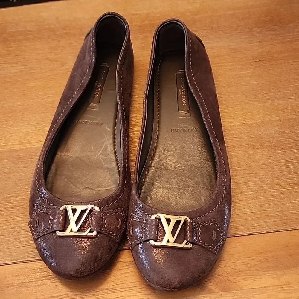 Authentic Louis Vuitton Brown Oxford Ballerina Flats Size 36