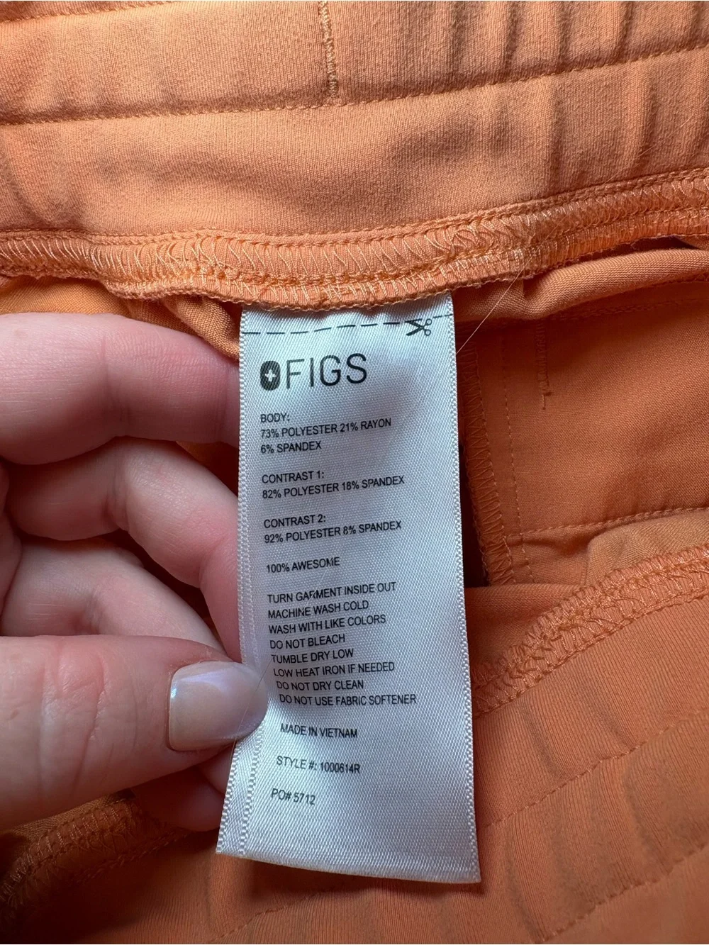 FIGS Scrub Pants Medium Shaka Orange High Waisted Tapered Stretch Medical